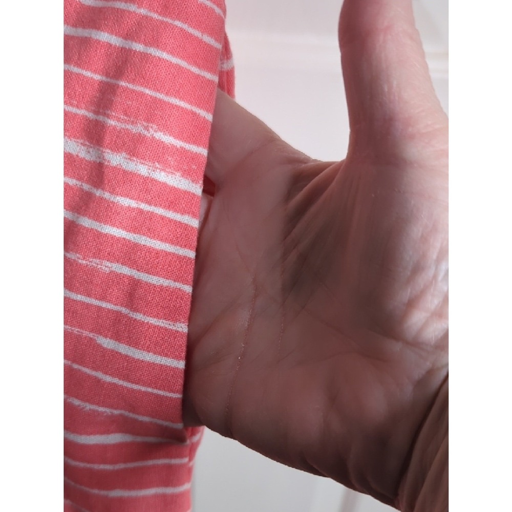 Gap Coral White Striped Linen Blend A-Line Dress Women's 6 Dress With Pockets - Picture 3 of 8